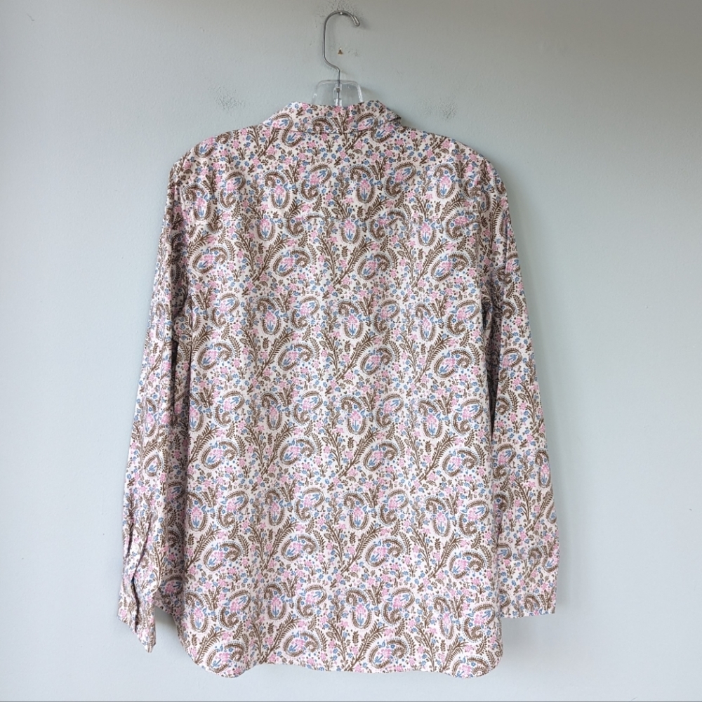 Boden Petite Women's The Cotton Shirt Paisley Floral Print Button Up Shirt - Picture 7 of 8